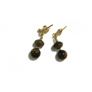 Tiger's Eye Earrings - Rondelle And Round Beads